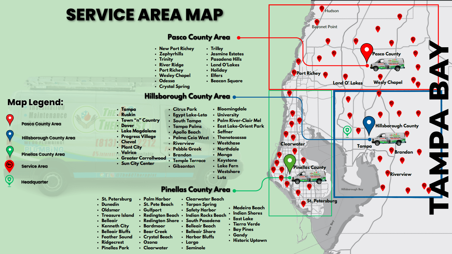 The AC Therapist Service Area Map